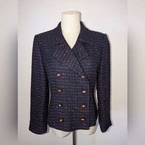 Vintage Wool Blend Purple/Colourful Tweed Double Breasted Jacket